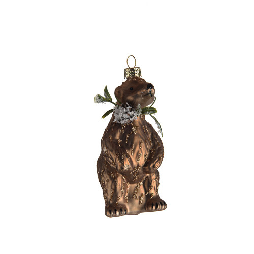 Glass Polar Bear Ornament 10.5x5Cm