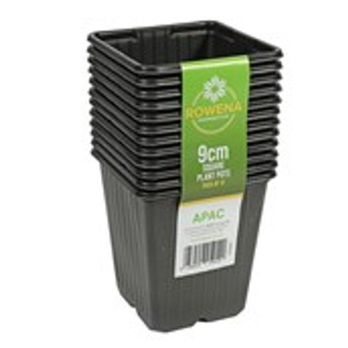 Pack of 12 9cm Square Black Pots Pack of 12 9cm Square Black Pots