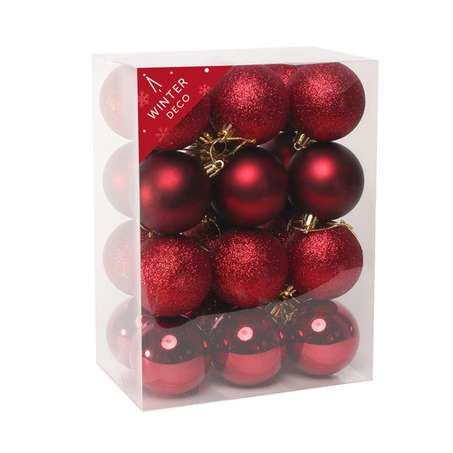 Burgundy 6cm Shatterproof Baubles x 24