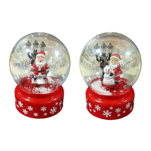 Snow Globe Santa 2 Assorted 12cm LED Light  (Batteries Not Included)