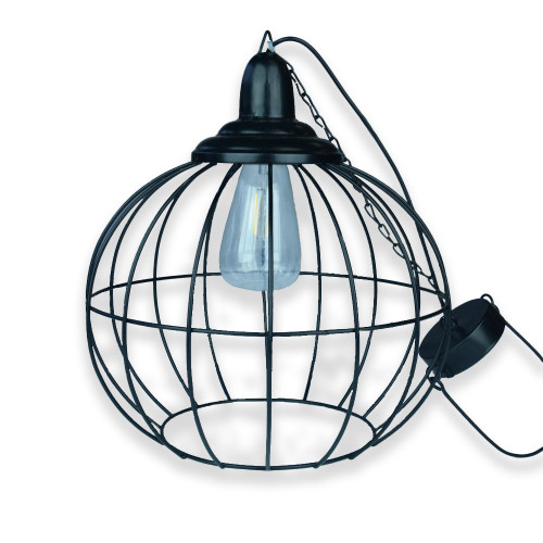 Hanging Metal Solar Lantern Black 30cm