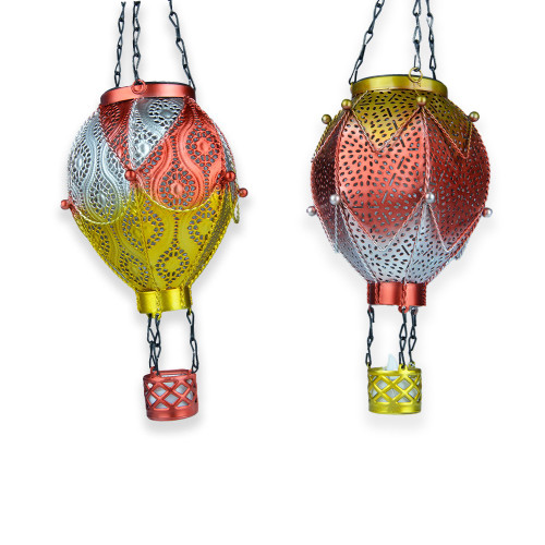 Hot air Balloon Solar Hanging Lantern 45cm 2 Assorted designs 