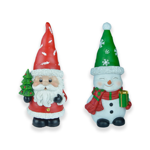 Santa or Snowman with Light up Hats 2 Assorted Designs 25-26cm