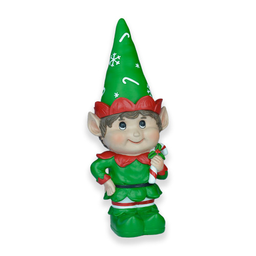 Elf Resin Ornament with Light up Hat and candy cane 26m 