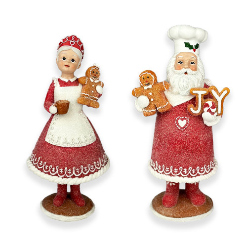 Mr and Mrs Claus with Gingerbread Resin 27.5-28.5cm