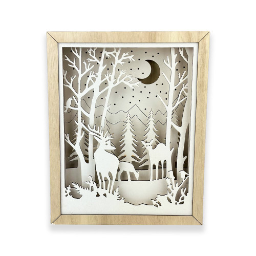 Wooden Deer scene 28x22cm