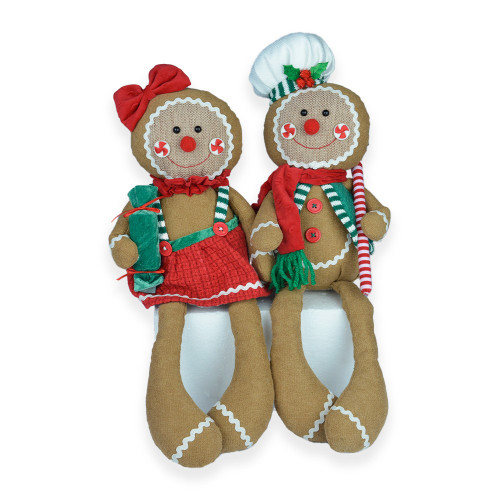 Sitting Gingerbread Boy and Girl with long legs 2 Assorted 33cm