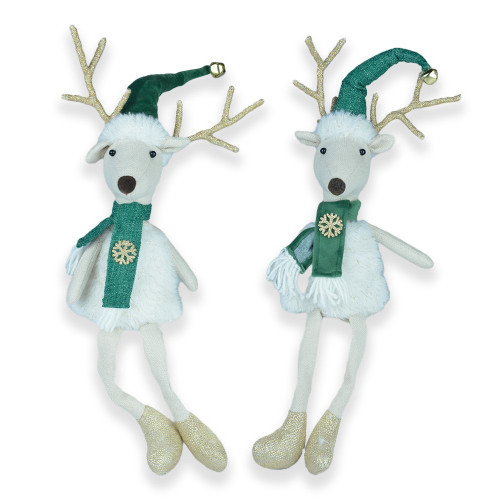 Reindeer with long legs and glitter arms 2 asst 37cm