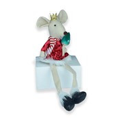 Sitting Mouse in red dress and tiara 61cm