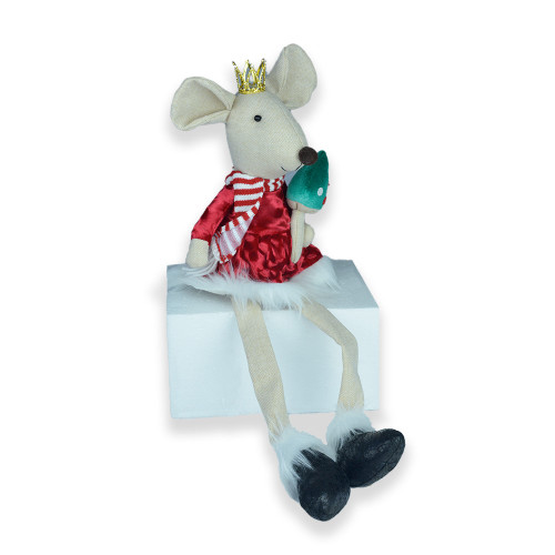 Sitting Mouse in red dress and tiara 61cm