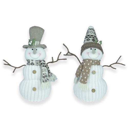 Snowmen with hat and scarf Natural 2 Asst 