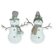 Snowmen with hat and scarf Natural 2 Asst 