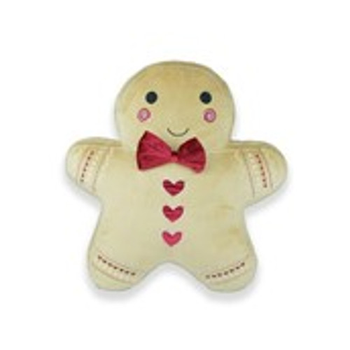 Gingerbread man cushion Red bow tie 53cm