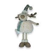 Long legged Reindeer holding heart sage green 89cm