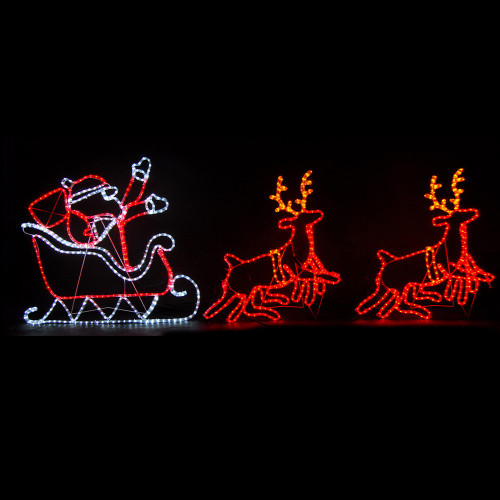 Santa waving on a sleigh with 2 Reindeer 2.5m