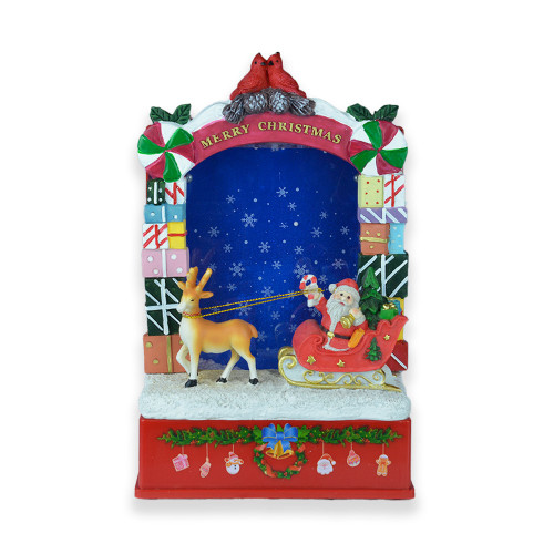 Santa Sleigh with Reindeer Snowing in Frame