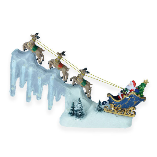 Santa in Sleigh with Reindeer with Icicle & Flashing Lights