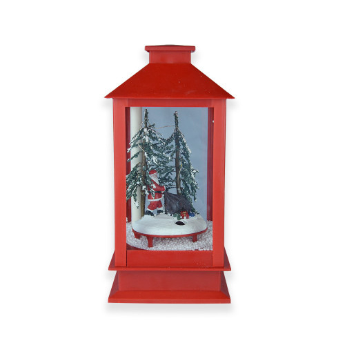 Light up lantern with Snowing Function Santa & Tree Red White & Black 
