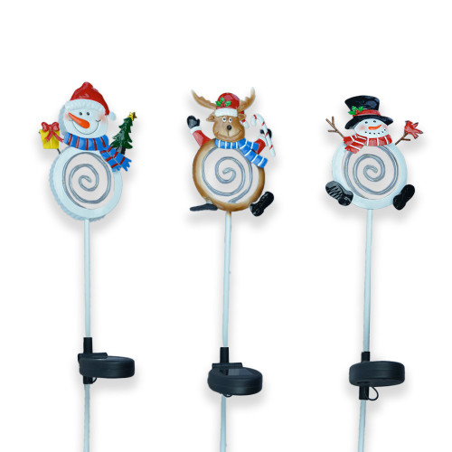 Spiral Light up Stake Santa-Snowman-Reindeer 3 Assorted