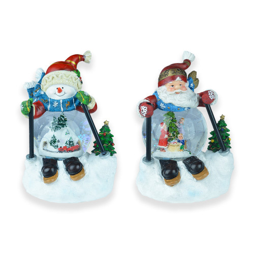 100mm Globe Santa-Snowman Skiing with-Tree 2 Assorted