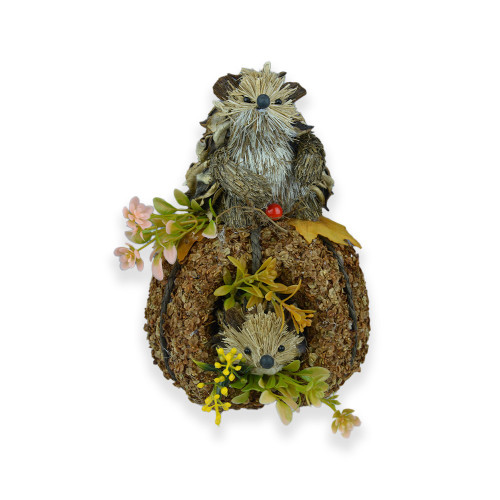 Hedgehog with baby in nest Ornament 14x14x20cm