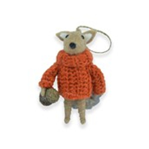 Woodland Squirrel with orange jumper 6x5x12cm