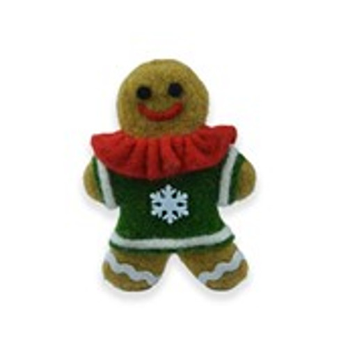 Hanging Gingerbread Decoration with green snowflake jumper H13.5xW10xD1.5cm