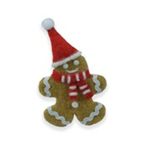Hanging Gingerbread Decoration with santa Hat H11xW11xD1.5cm