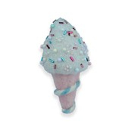 Hanging ice cream dec with sprinkles and pink cone H15xW8xD8cm