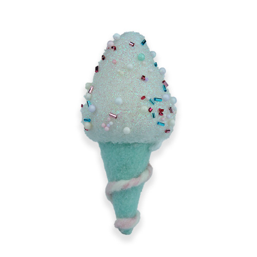 Hanging ice cream dec with sprinkles and blue cone 6x6x15cm