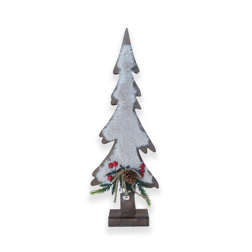 Wooden Christmas Tree on base with fur 15.5x50x43cm