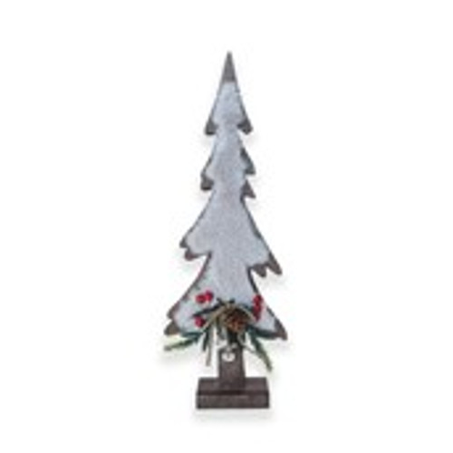 Wooden Christmas Tree on base with fur 15.5x5.5x43cm