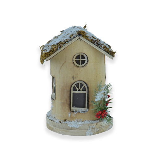 Wooden House with snowy roof 12x12x17.5cm
