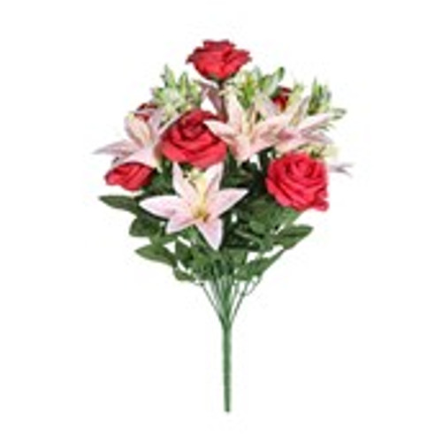 Pembroke Open Rose Lily Mixed Bunch - Red