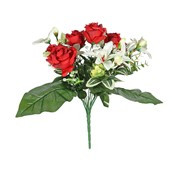 Pembroke Leafy Rose and Orchid Bunch - Red