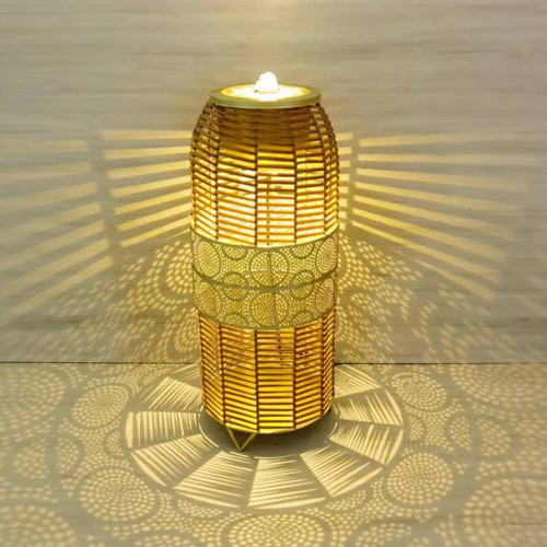 Wicker effect tall water feature light brown 65cm (Outdoor use)