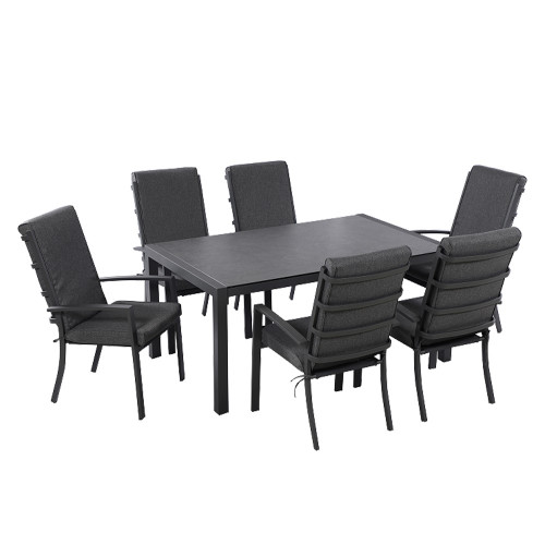 Aluminium Dining Set inc 6 Chairs & Table. Table:160x100cm Chair:60x73x100cm