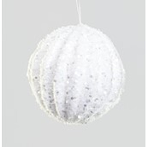 Glitter Ball Decoration - White - 10cm