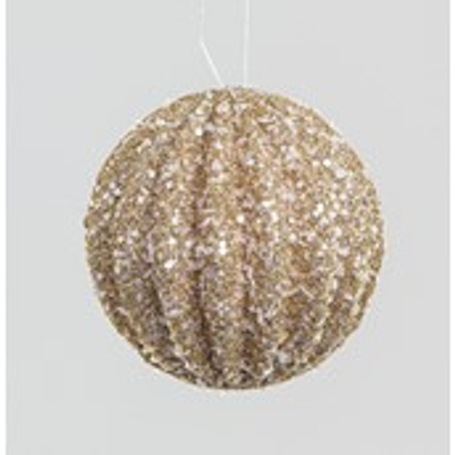 Glitter Ball Decoration  Gold / White - 10cm