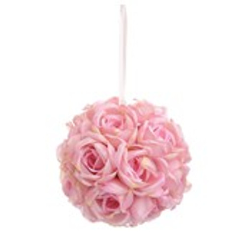 7" Rose Ball Hanger Pink