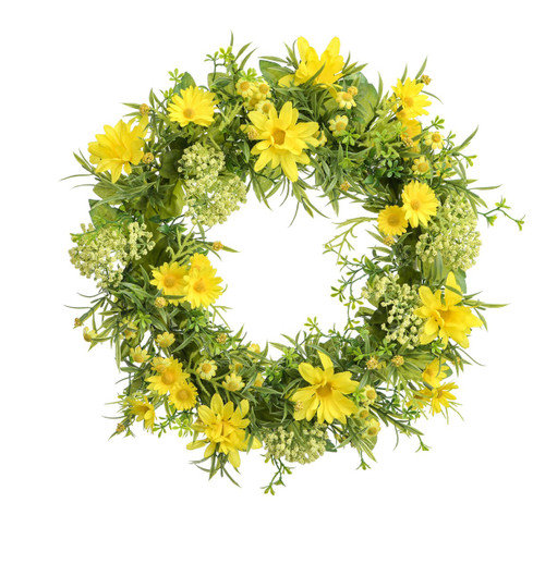 38cm Daisy Wreath Yellow