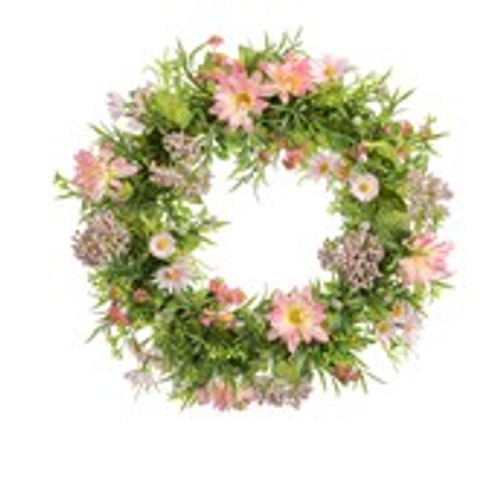 38cm Daisy Wreath Pink