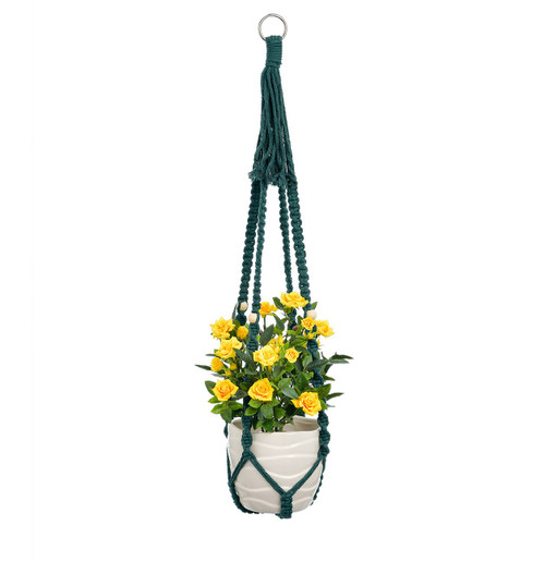 90cm Beaded Macrame Hanger Green