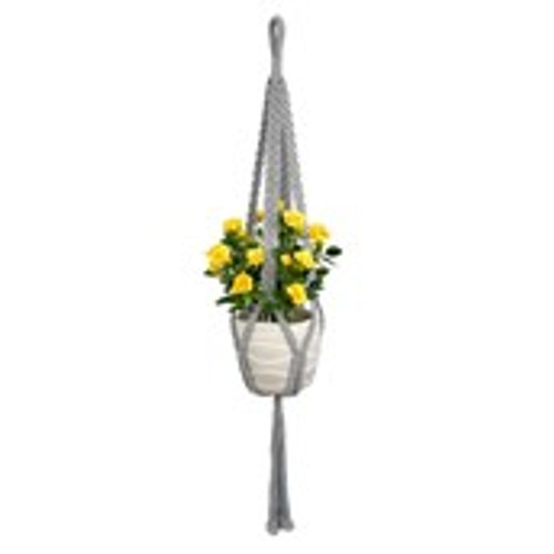 105cm Braided Macrame Planter Grey
