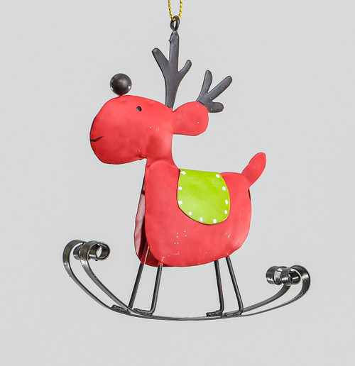 11cm Metal Moose Decoration Red