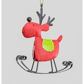 11cm Metal Moose Decoration Red
