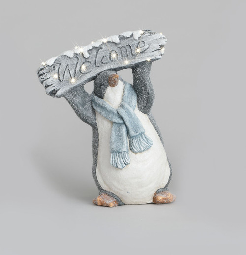 47cm Penguin 'Welcome' Orn LED