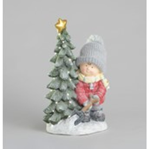 55cm Resin Boy/Tree Ornament LED