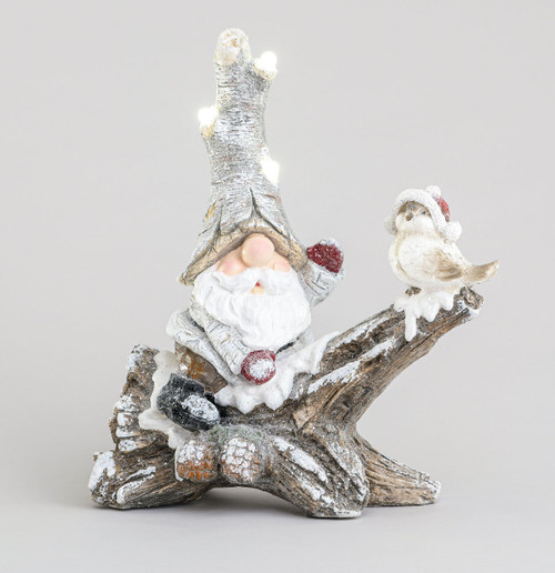 53cm Resin Santa on Tree Orn. LED