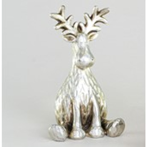 22cm Resin Moose Ornament Silver